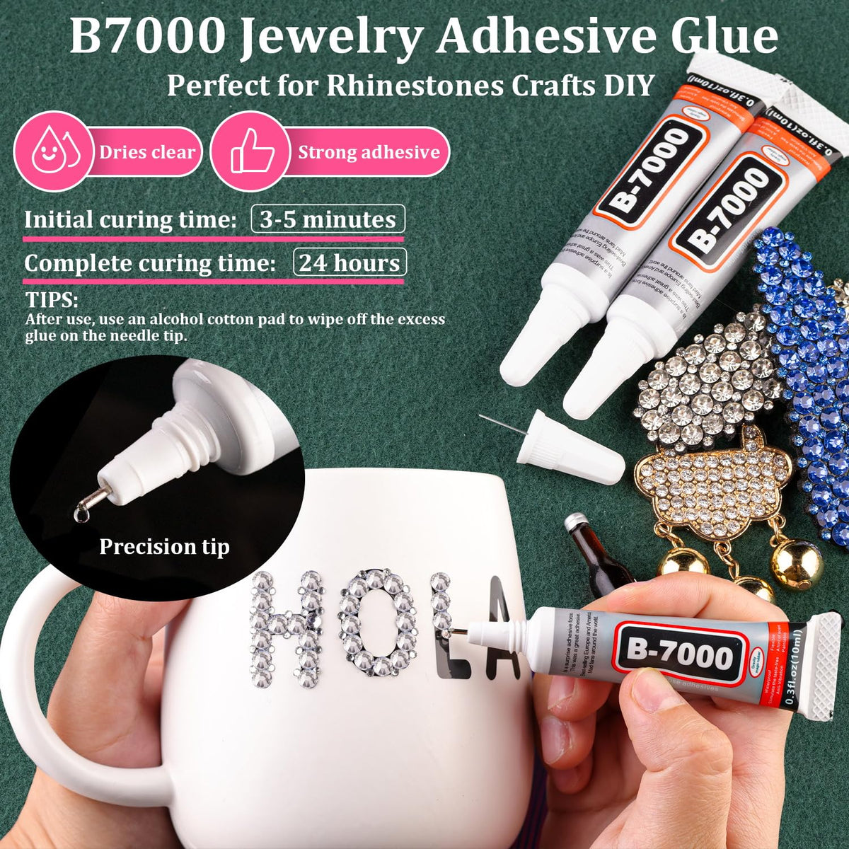 TINKRSTUFF three B7000 glue tubes with needle tips, precise glue control