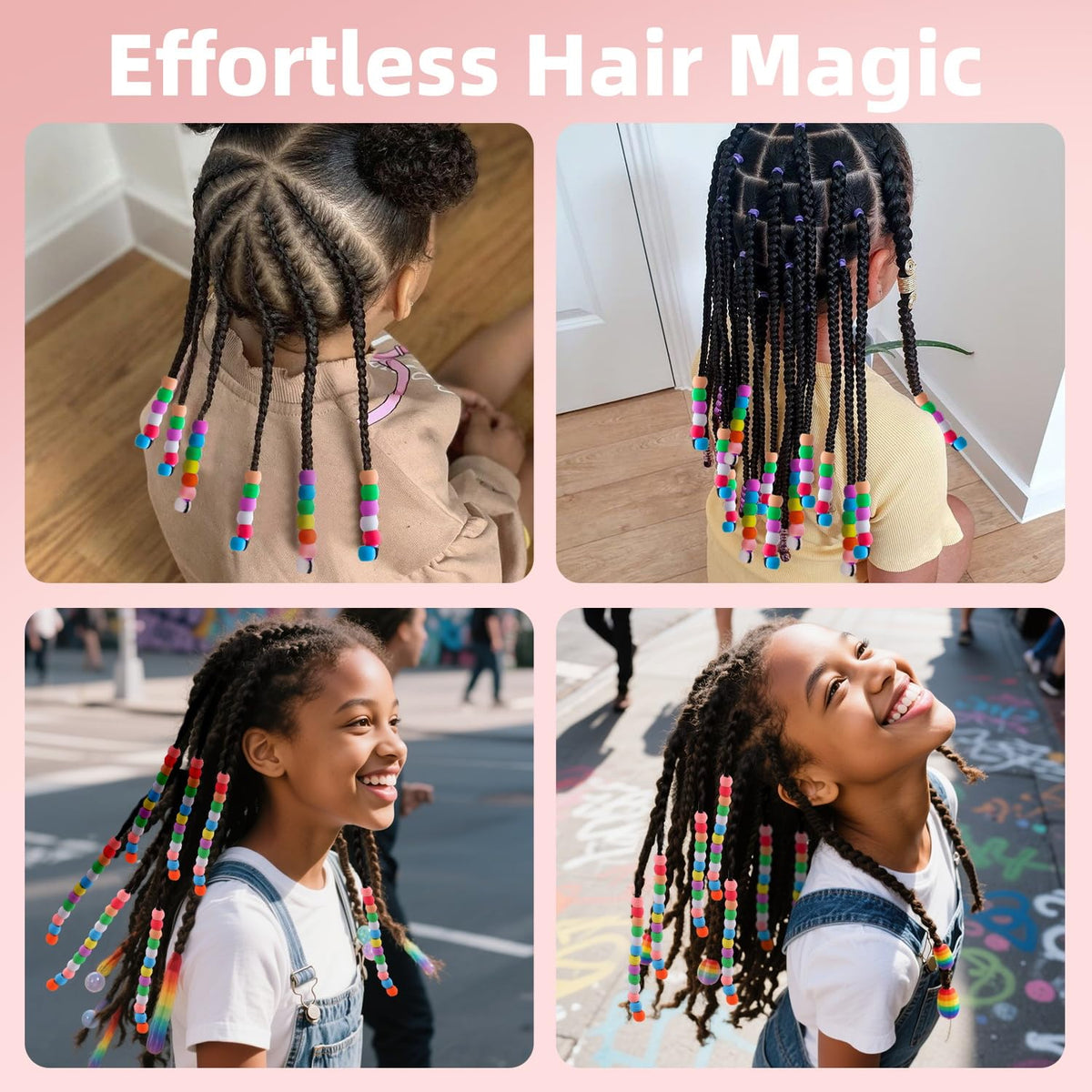 TINKRSTUFF hair braid styled with multicolor beads adding playful decoration