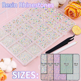 TINKRSTUFF close-up of mixed-size resin rhinestones demonstrating size variety benefit