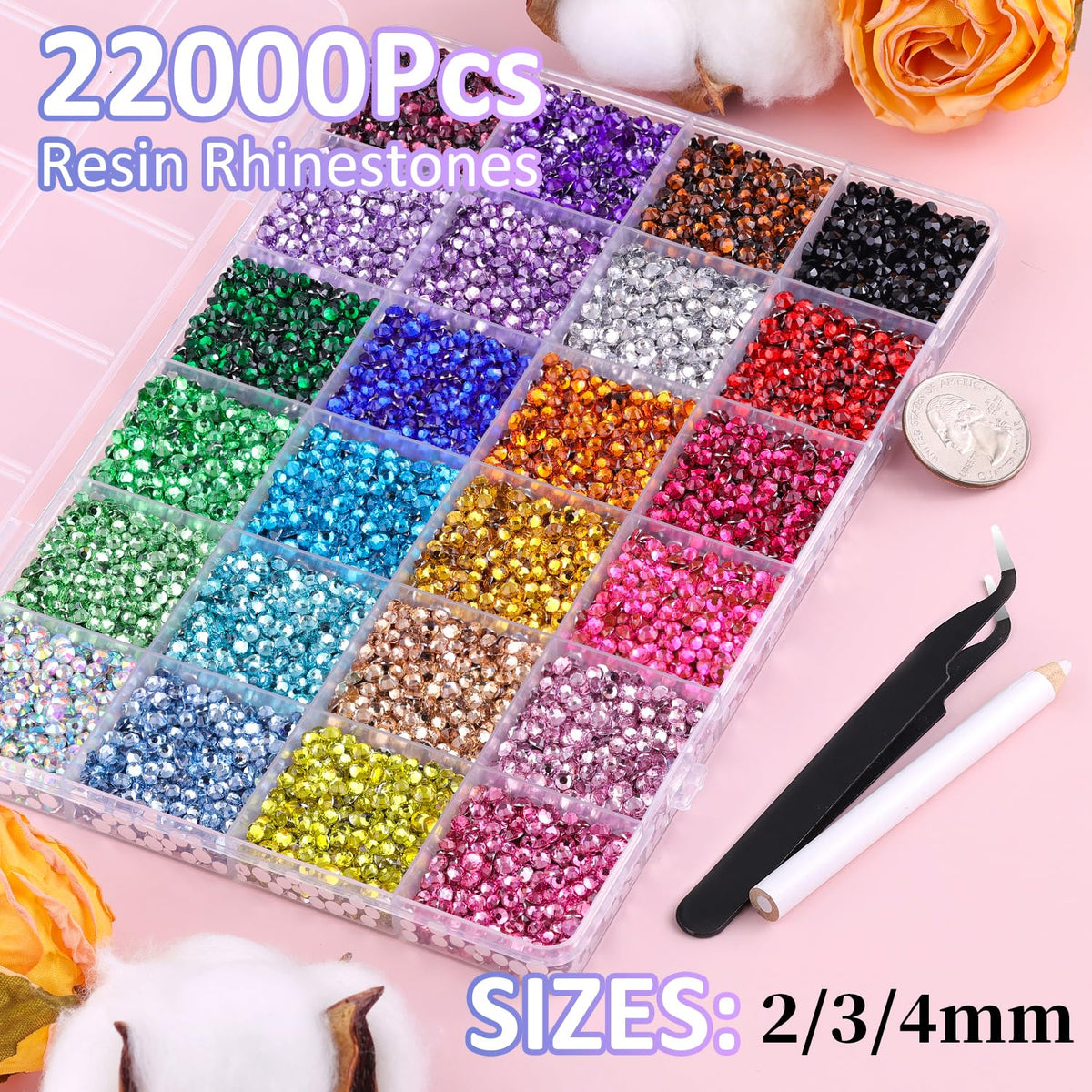 TINKRSTUFF open box with 24 grids organized by color for fast access