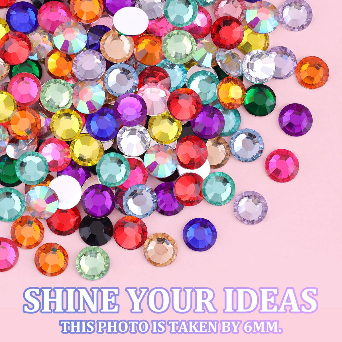 TINKRSTUFF rhinestones next to coin showing size options and ample quantity