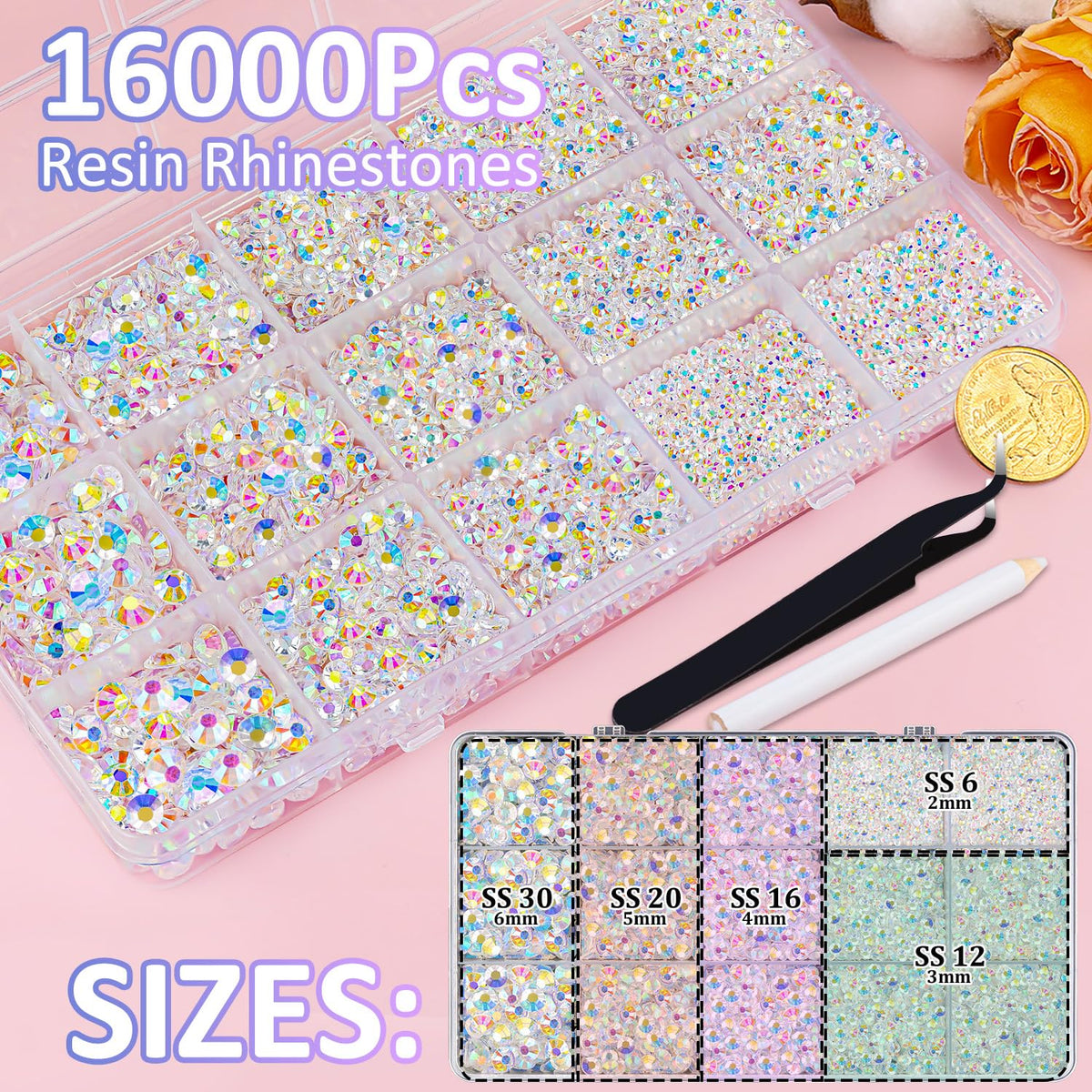 TINKRSTUFF close-up of AB resin facets highlighting durable, multi-angle sparkle