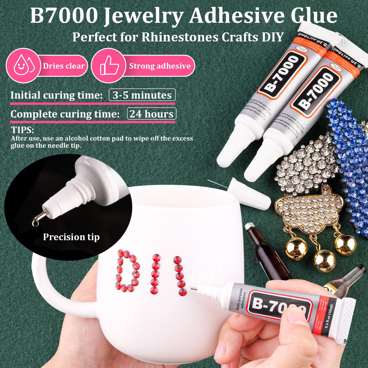 TINKRSTUFF three B7000 glue tubes with fine needles for clean, clear bonding