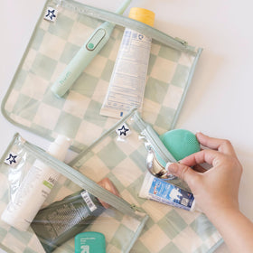 Tiny Twinkle medium pouch filled with wipes showing tidy storage and grab-and-go benefit