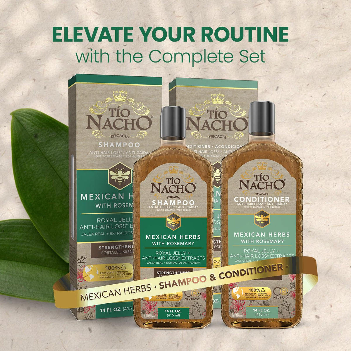 Tío Nacho bottle on bathroom shelf highlighting daily routine benefit
