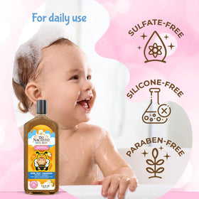 Tio Nacho used to wash baby's hair illustrating tear-free comfort