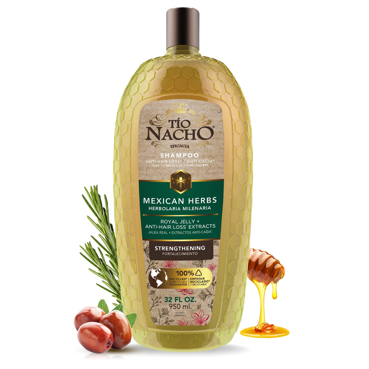 Tio Nacho front packaging showing 32 fl oz strengthening shampoo for stronger hair