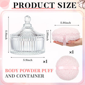 Tioncy glass container open with puff inside for tidy cosmetic storage