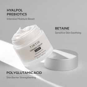 TIRTIR cream applied on hand illustrating lightweight hydration benefit