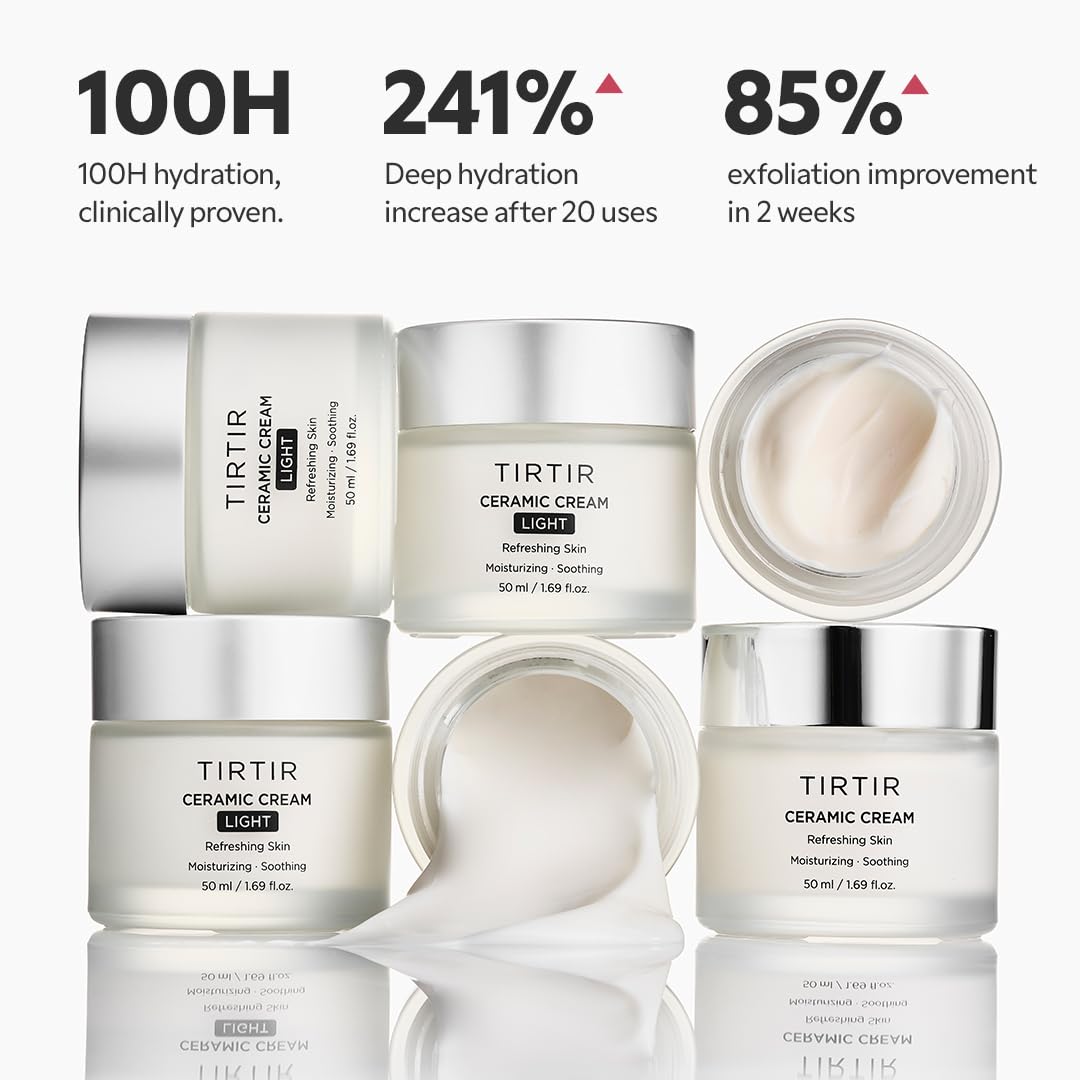 TIRTIR ceramic cream applied on hand showing immediate moisturized finish and easy spreadability
