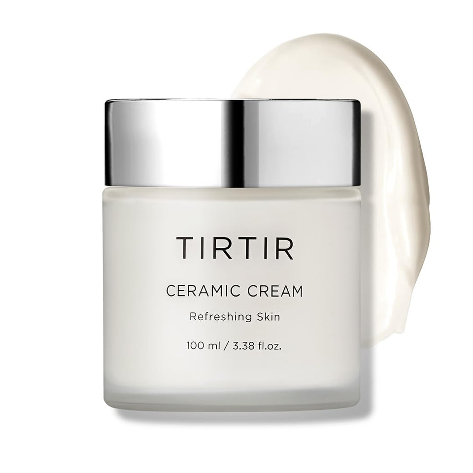 TIRTIR ceramic cream front jar shows compact design and clear labeling for easy shelf placement