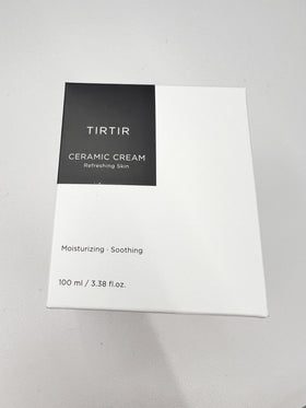 TIRTIR ceramic cream on nighttime bathroom shelf suggesting PM routine and restful hydration