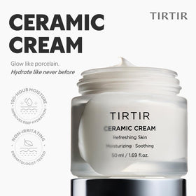 TIRTIR ceramic cream open jar top view revealing smooth cream consistency for even application