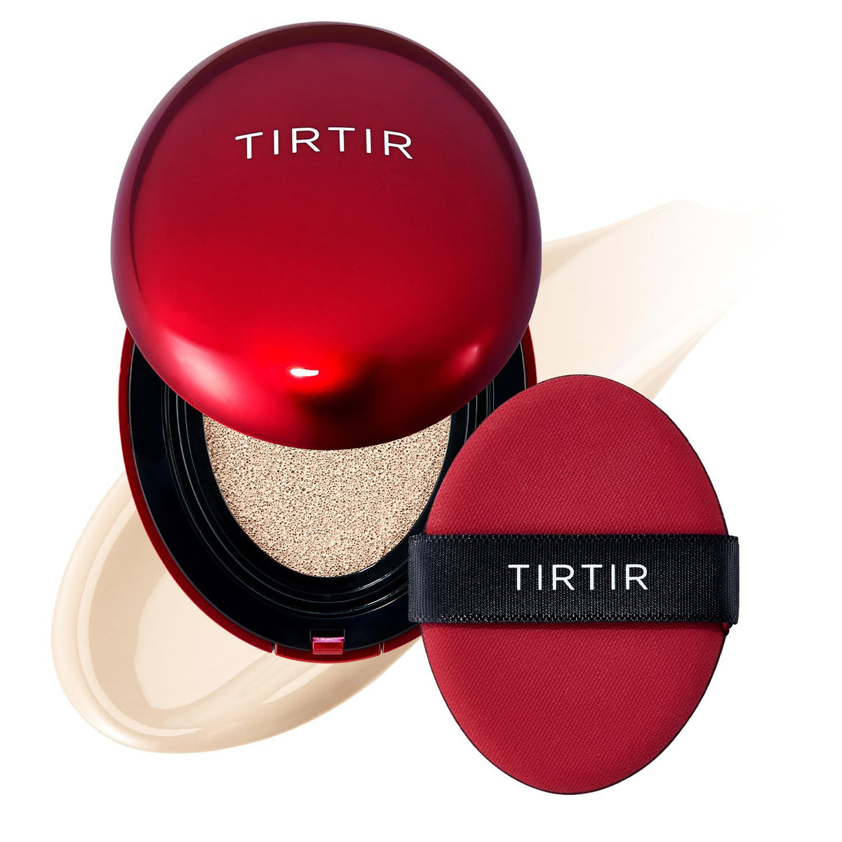 TIRTIR compact closed front view showing sleek packaging and travel benefit