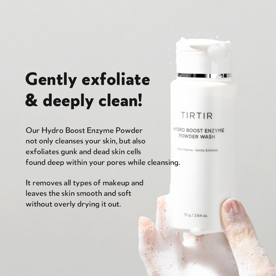 TIRTIR ingredient label close-up highlighting enzymes, PHA, rice bran oil benefits