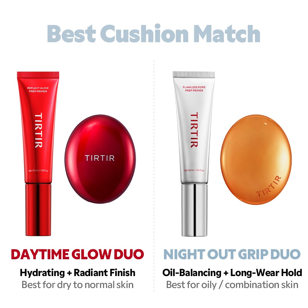 TIRTIR matte finish swatch on cheek shows smooth, non-greasy polished appearance