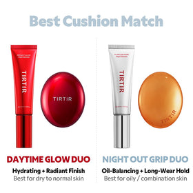 TIRTIR matte finish swatch on cheek shows smooth, non-greasy polished appearance
