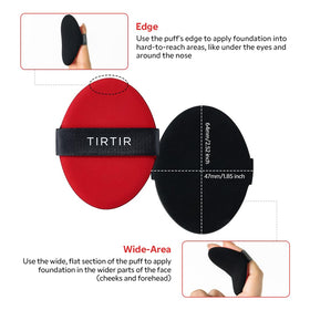 TIRTIR puff held in hand to show compact size and travel convenience