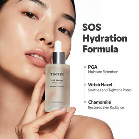 TIRTIR serum spread on hand demonstrating quick absorption and dewy finish benefit