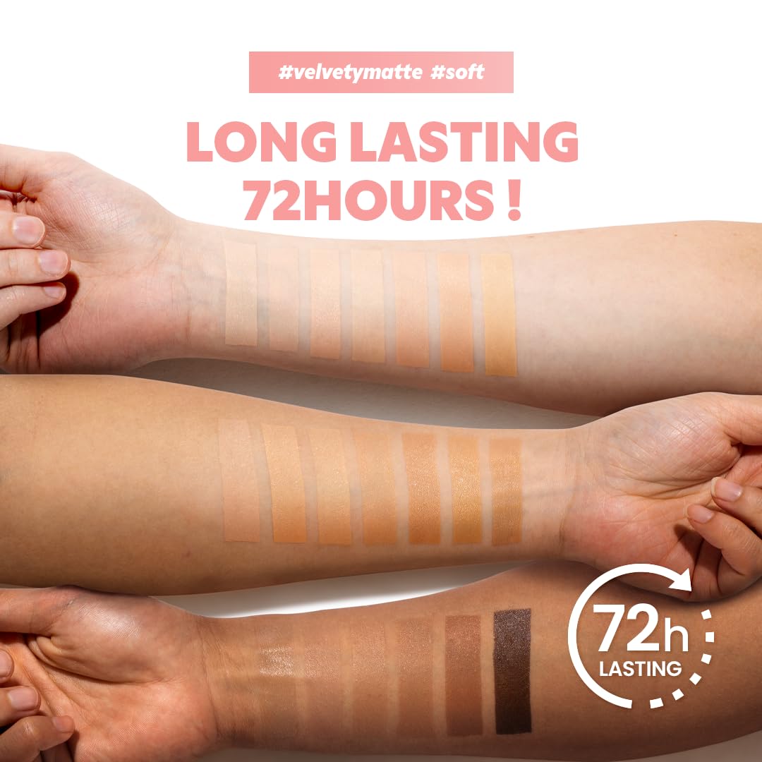 TIRTIR swatches on skin showing #23N Sand coverage and redness correction