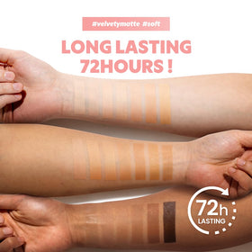TIRTIR swatches on skin showing #23N Sand coverage and redness correction