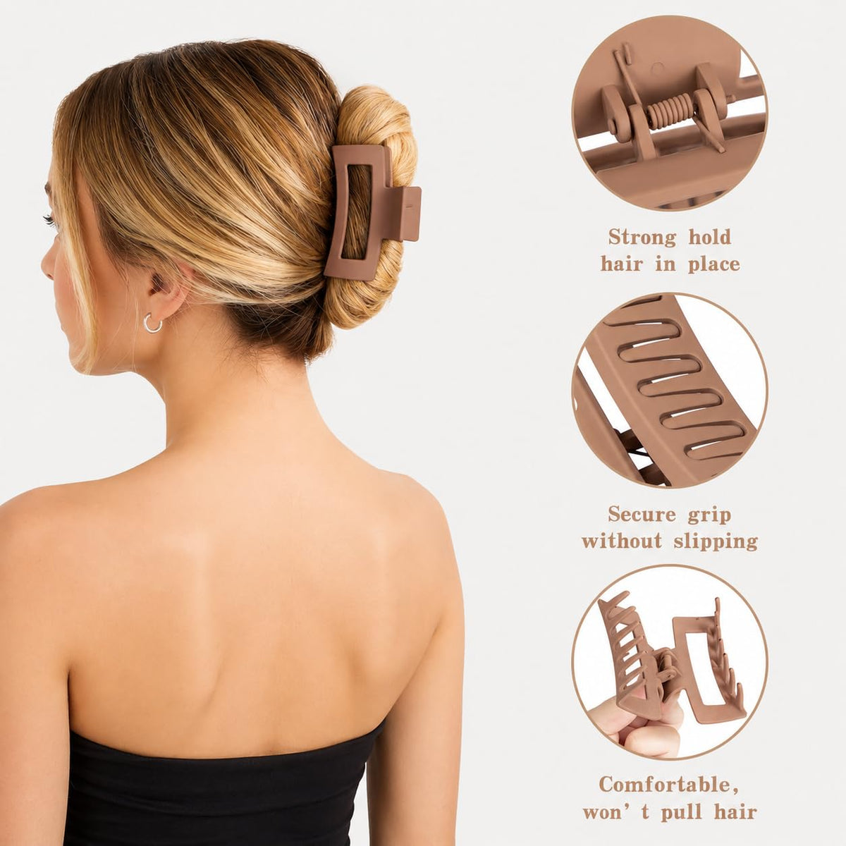 Tisenla medium clip side profile showing balanced grip for half-up styles benefit