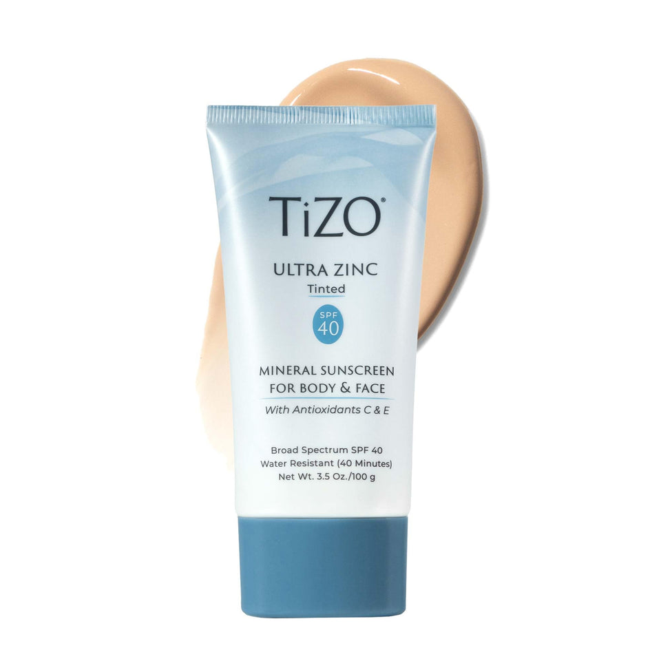 TIZO front packaging view showing SPF 40 protection and tinted finish