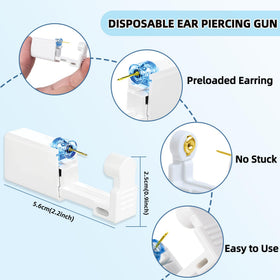 TKKUY piercing gun demonstrated on an ear model to show proper usage
