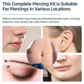 TKKUY nitrile gloves and cleaning pads included for hygienic piercing
