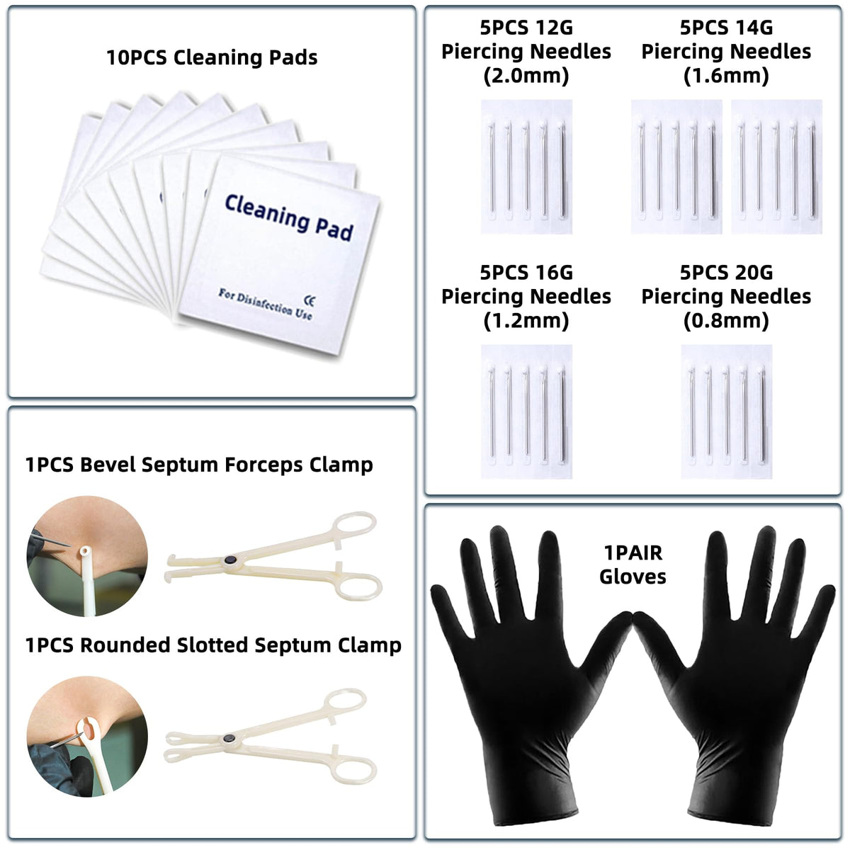TKKUY needle gauges labeled 12G 14G 16G 20G for correct sizing