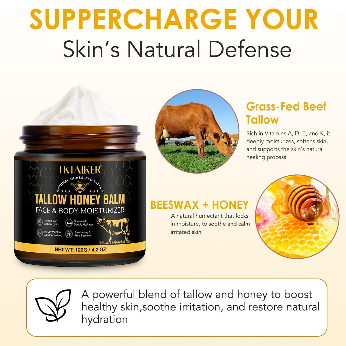 TKTALKER raw honey and beeswax ingredients flatlay showing natural hydration benefits