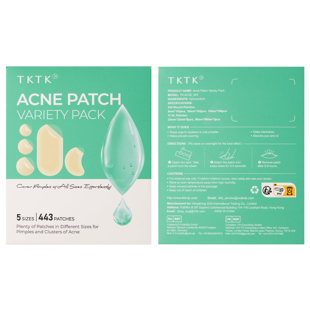 TKTK contents laid out including dots, contoured patches, and strips
