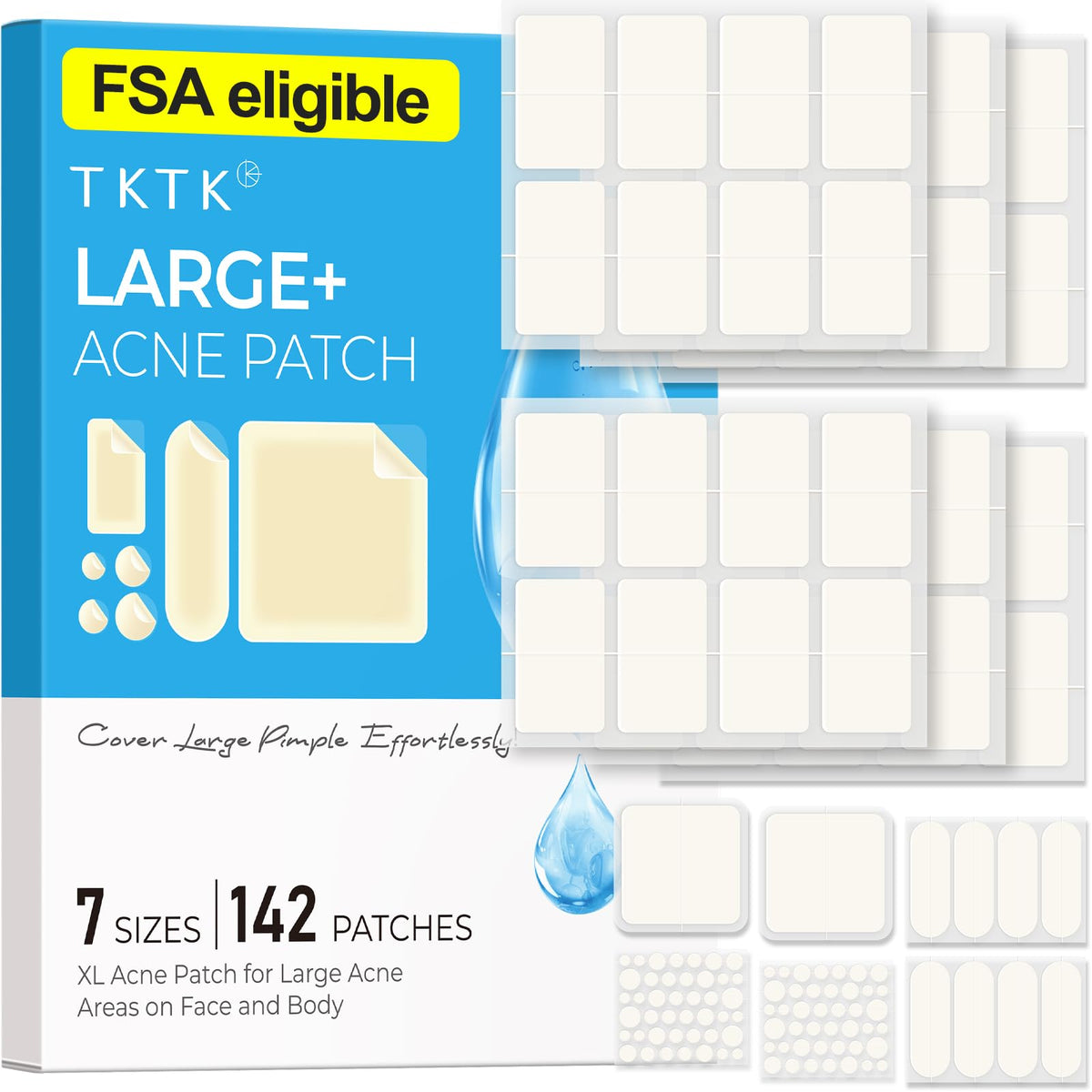 TKTK front packaging showing all seven patch sizes and benefits