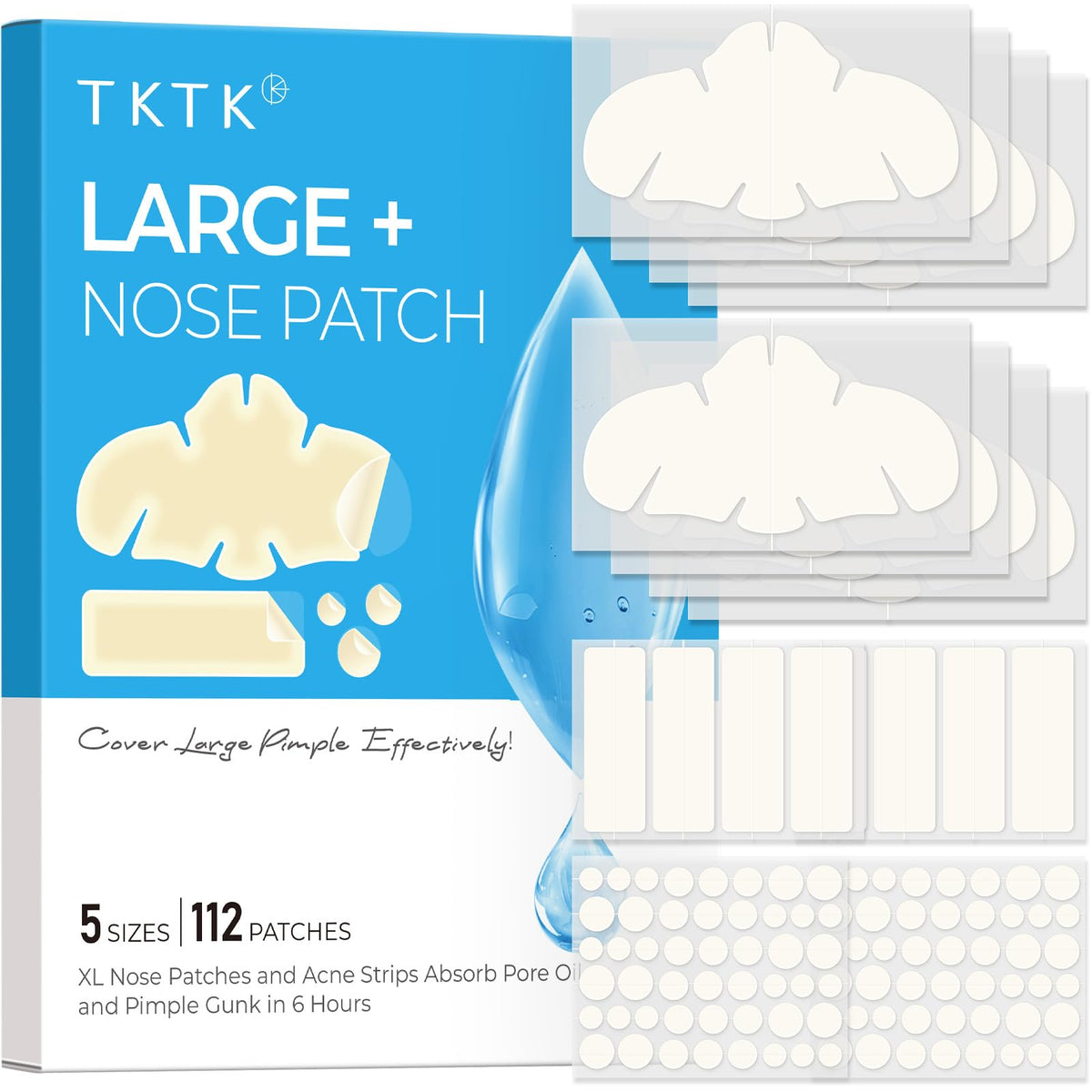 TKTK front packaging showing full patch set and benefit: targeted pore care