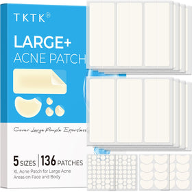 TKTK front packaging showing XL hydrocolloid patches and kit benefit