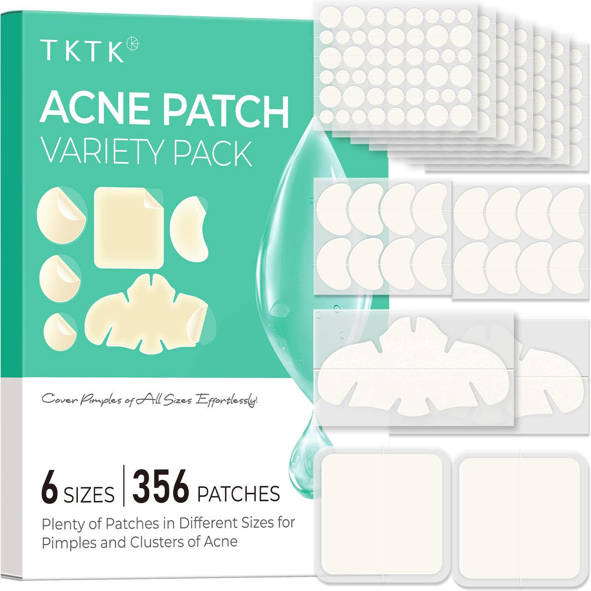 TKTK front packaging showing all 356 patches and size info, convenient supply
