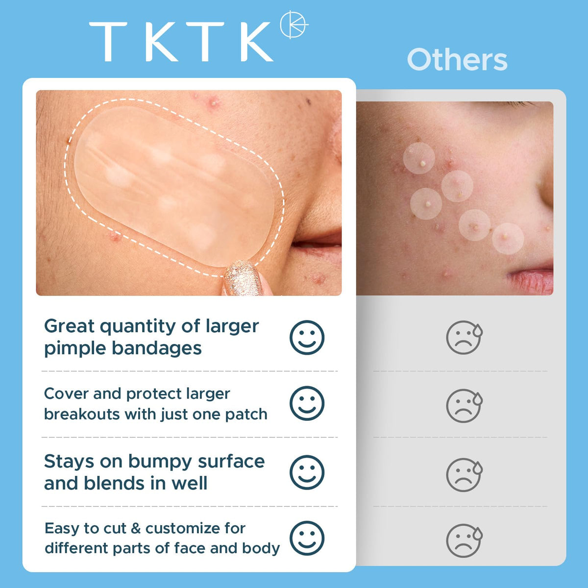 TKTK large back patch in use covering a broad blemish for reduced friction
