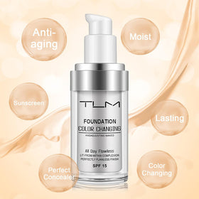 TLM blending demonstration on hand showing adaptive shade matching benefit