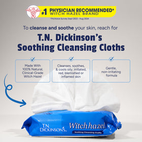T.N. Dickinson's cloth in hand demonstrating convenient on-the-go skin refresh