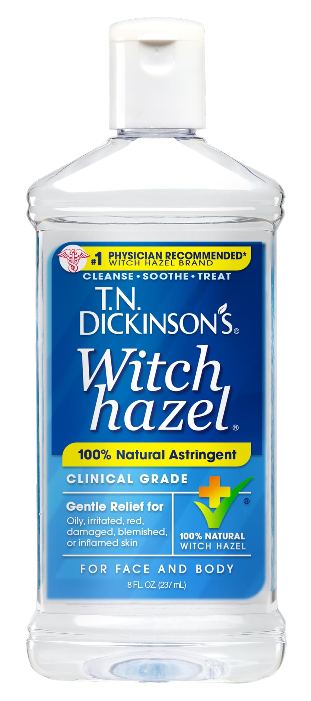 T.N. Dickinson's front label showing pure witch hazel benefits