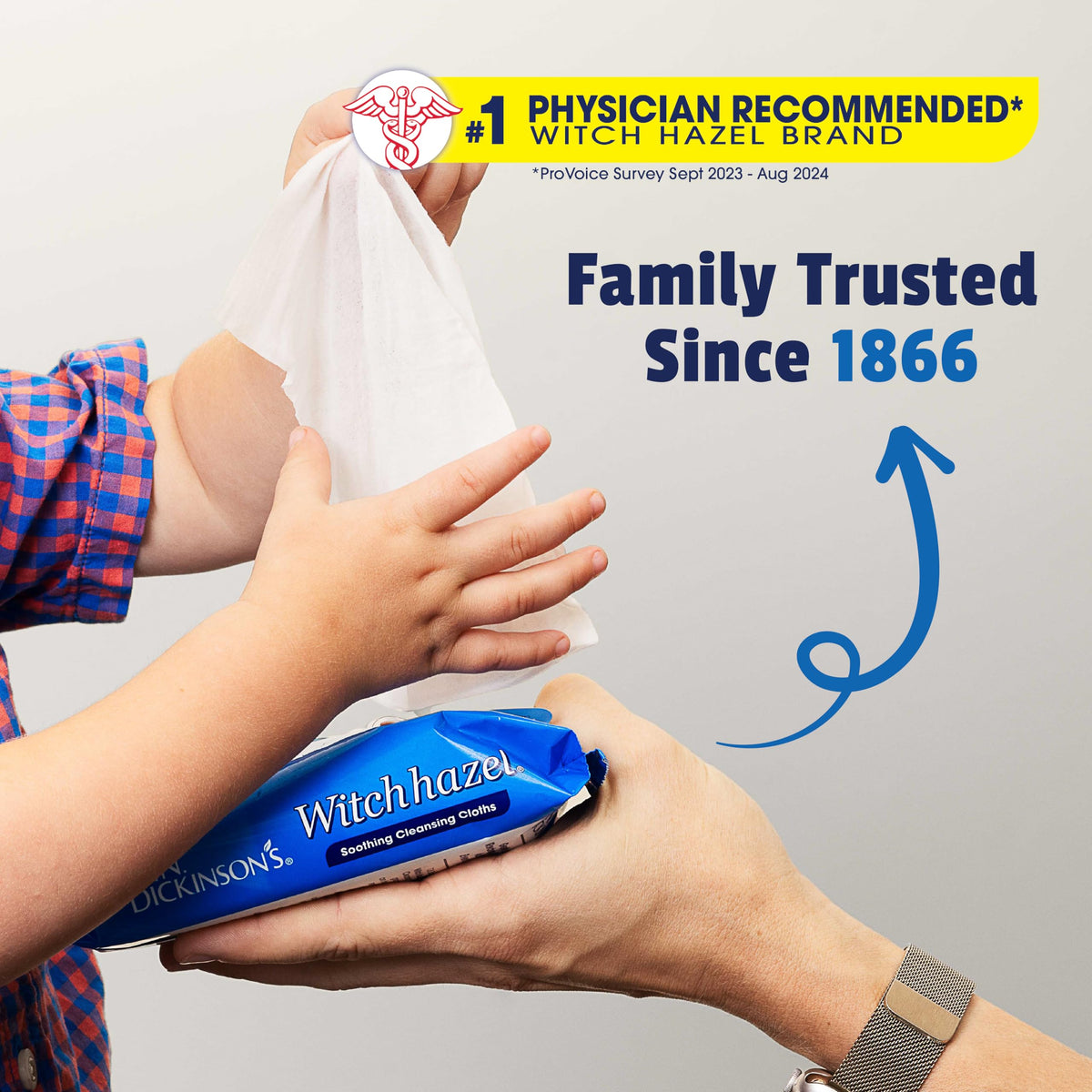 T.N. Dickinson's ingredient label showing 100% natural USP witch hazel transparency