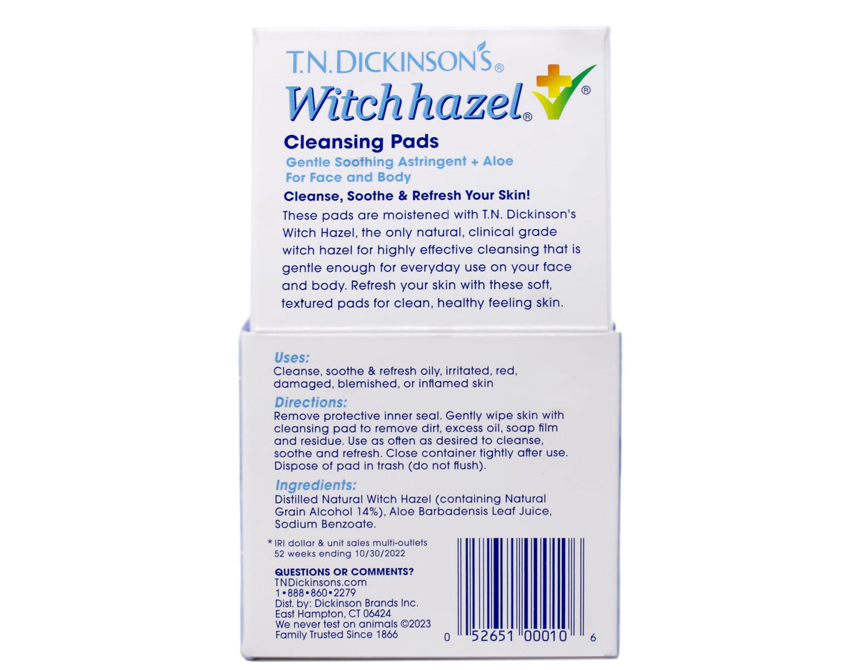 T.N. Dickinson's moistened pad detail showing saturated wipe for effective cleansing benefit