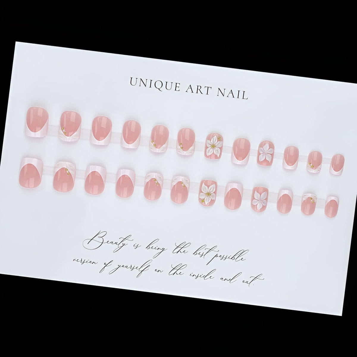 Tnbuokas hands applying press-on nails demonstrating quick salon result