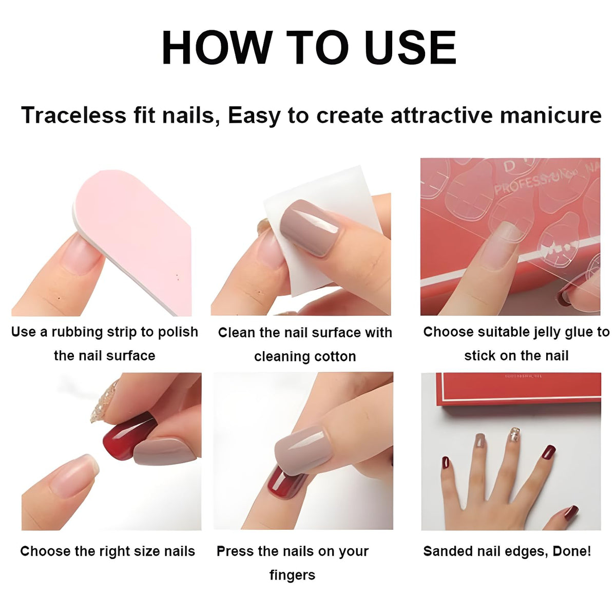 Tnbuokas layout of 24 nails showing size variety for perfect fit