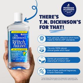 T.N. Dickinson's pouring astringent onto cotton pad to remove oil and refresh skin