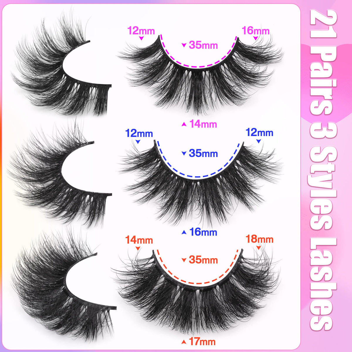 TNFVLONEINS three-style layout displaying natural, wispy, and fluffy cat-eye benefits