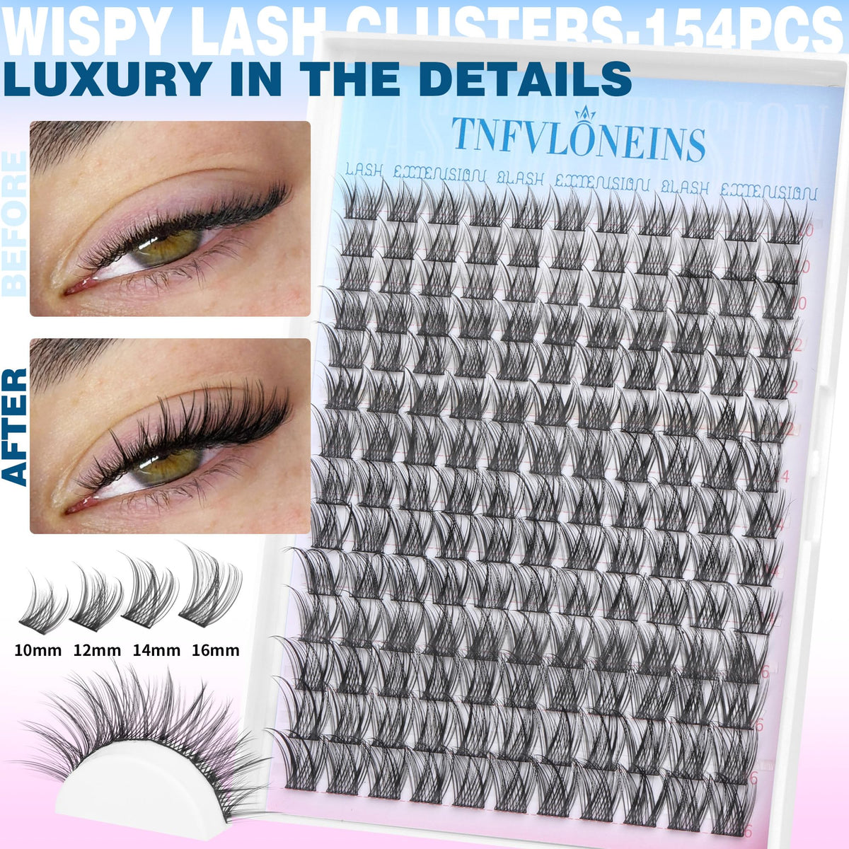 TNFVLONEINS tweezers placing a cluster lash showing precise application benefit