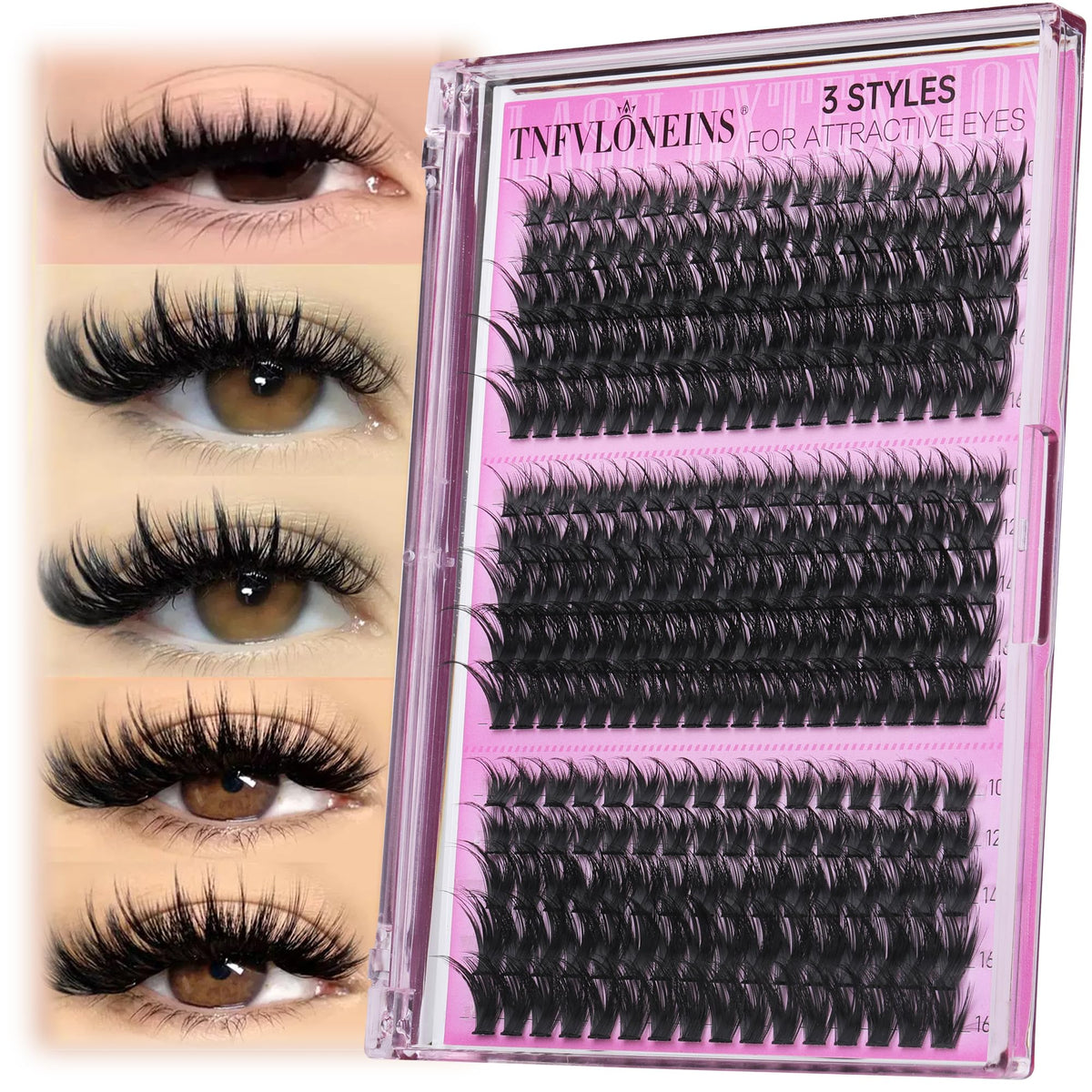 TNFVLONEINS front packaging showing three styles and cluster set, easy selection benefit