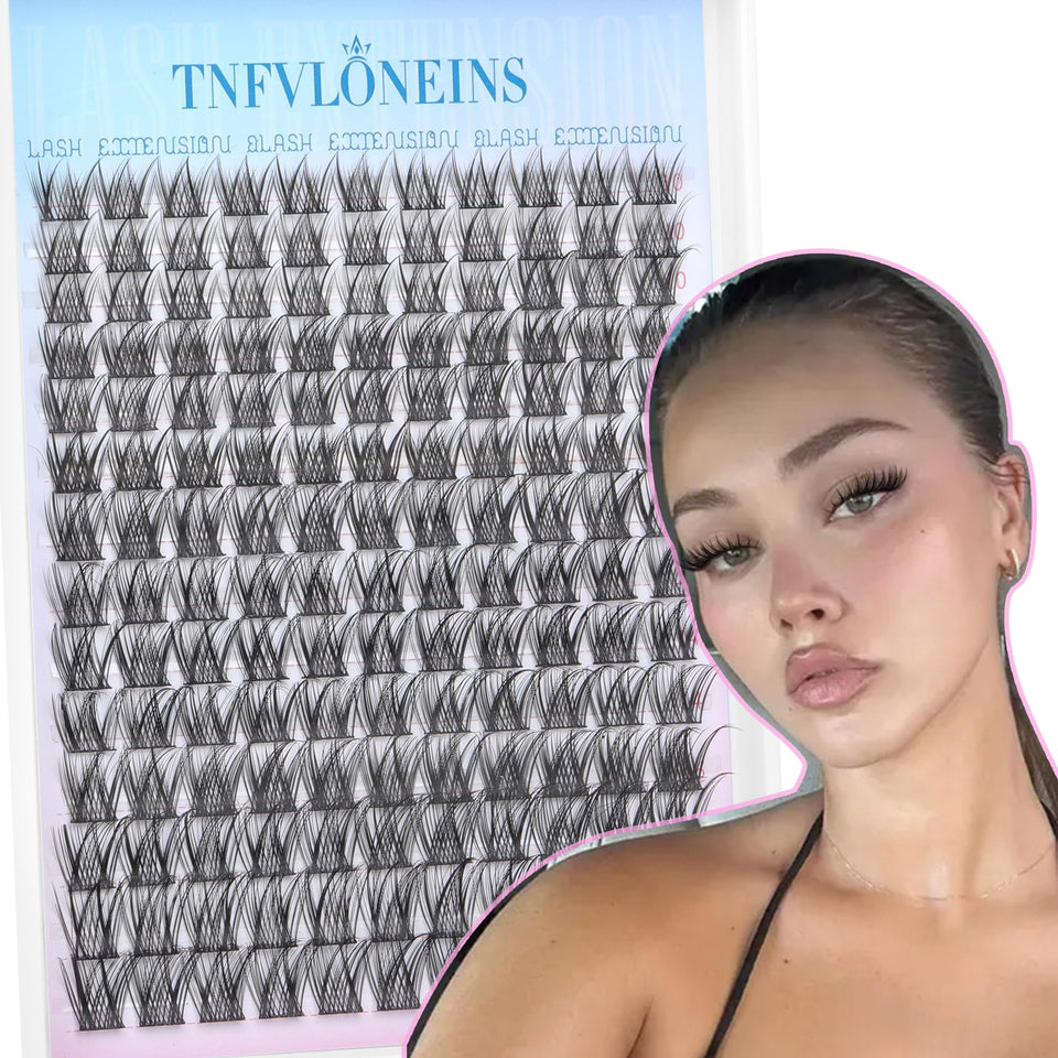 TNFVLONEINS front packaging showing cluster lash set and contents for easy selection