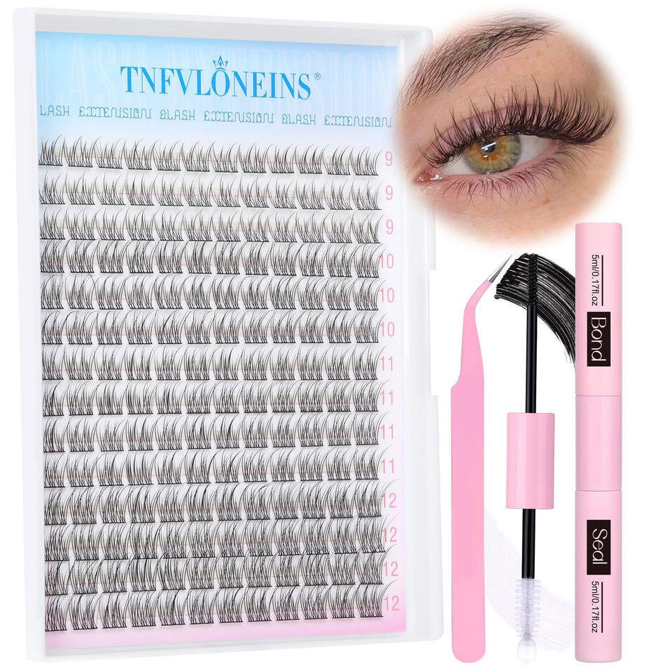 TNFVLONEINS front packaging of the 168-piece natural lash cluster kit, easy-at-home benefit